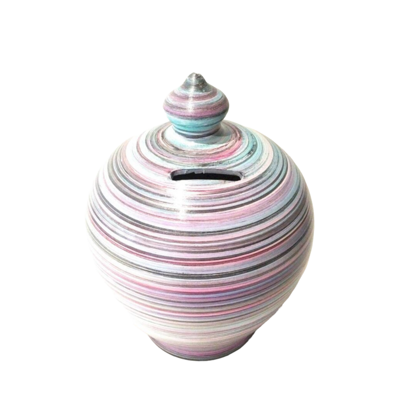 Handmade Italian pottery at its finest. Add character to your home and save money in style!  Colors: Pink, Turquoise, Black, White and a little silver, as in picture.  Size: 17 cm = 6.70 inches in height. Circumference: 44 cm = 17.32 inches.  With hole and stopper plug, or without hole.