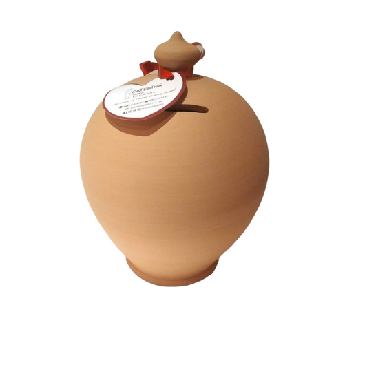 Handmade Italian pottery at its finest. Add character to your home and save money in style! Colors: Terracotta (NOT lacquered, natural clay). 💰Size: 15 cm = 5.90 inches in height. Circumference: 40 cm = 15.74 inches. With hole and stopper plug, or without hole.