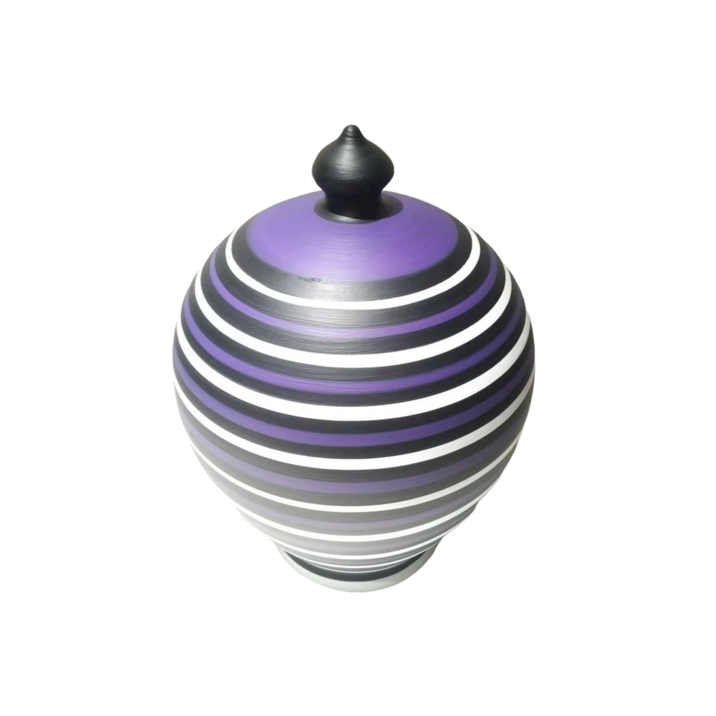 Ultramarine Violet, Black and White stripes, pottery piggy bank size 17 cm with or without hole