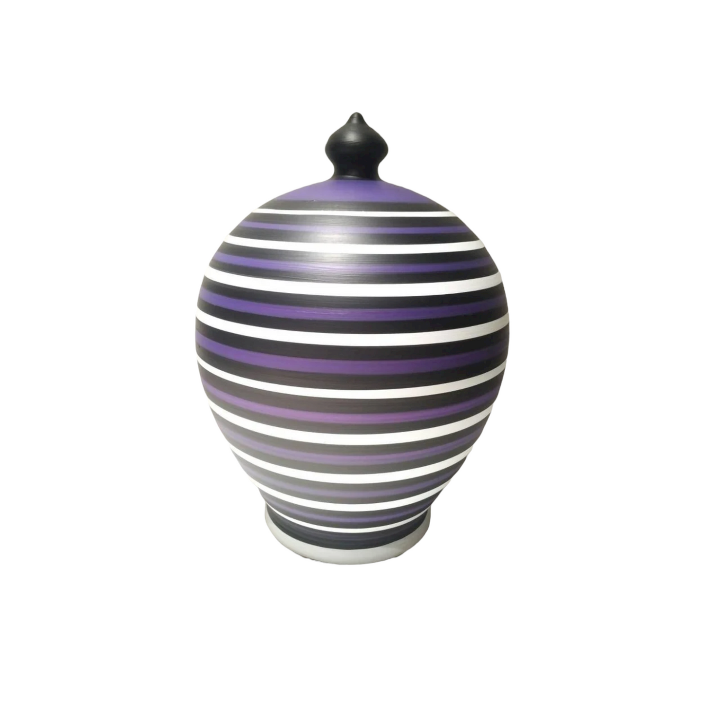 Ultramarine Violet, Black and White stripes, pottery piggy bank size 17 cm with or without hole