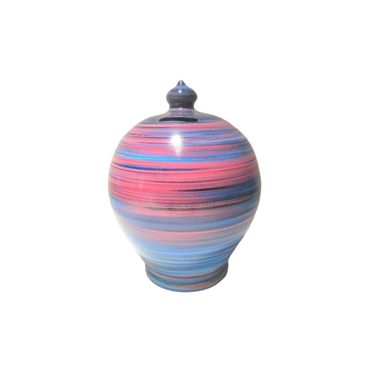 Colors: Pink, shades of blue and white. 💰Size: 15 cm = 5.90 inches in height. Circumference: 40 cm = 15.74 inches. With hole and stopper plug, or without hole.