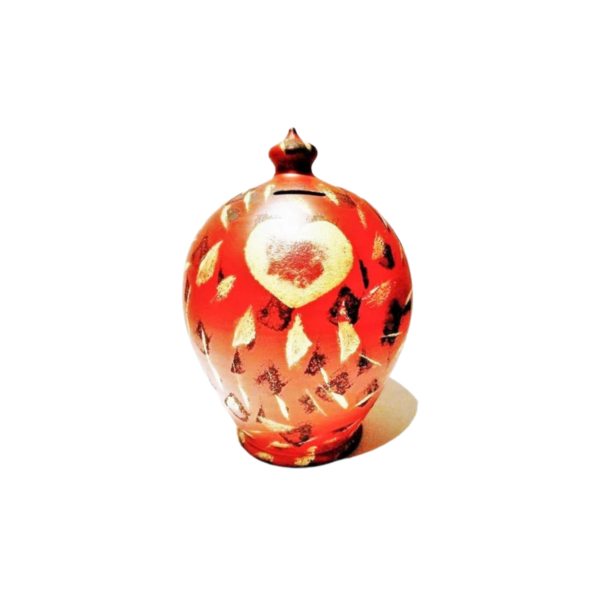 Colors: Red, gold, black. Heart: Gold and red. 💰Size: 15 cm = 5.90 inches in height. Circumference: 40 cm = 15.74 inches. With hole and stopper plug, or without hole.