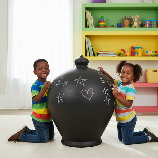Chalkboard Piggy Bank, Extra Large Money Pot, Oversized Coin Bank