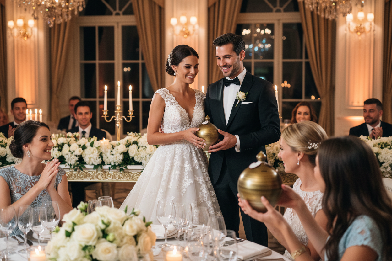 Tiny Money Pot, Wedding favors for guests, Gold and Bronze Piggy Bank