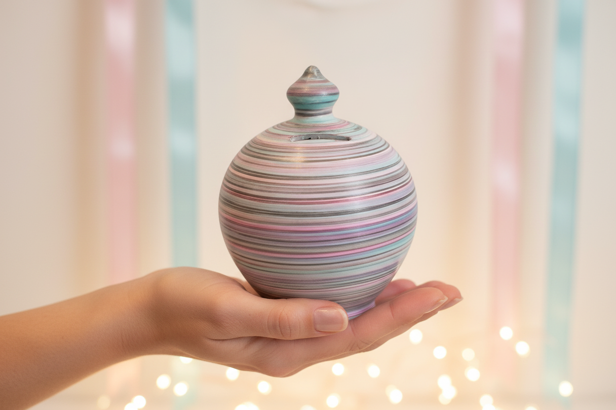 Piggy Bank, Coin Bank adult, Pottery Anniversary gift for her, Money Pot.