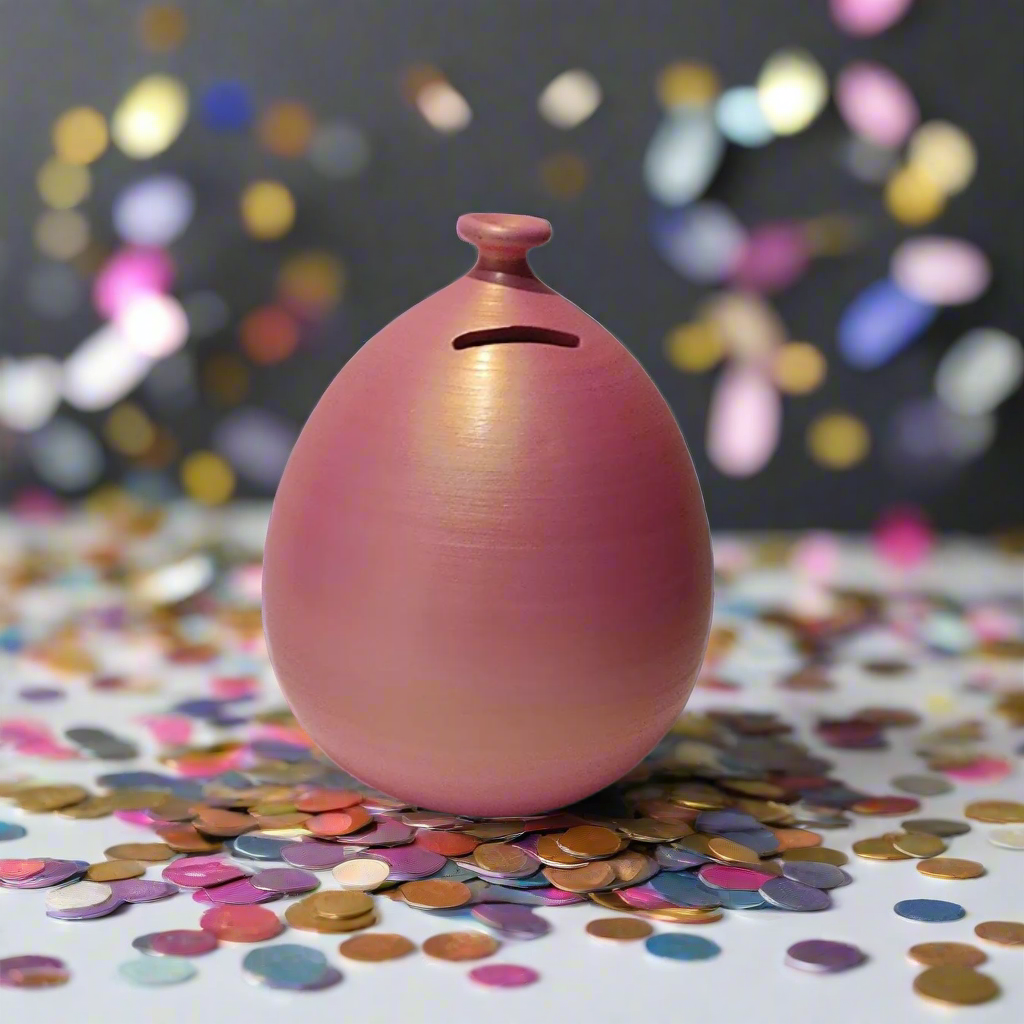 Balloon Piggy Bank, Metal Pink Balloon, Personalized Colors