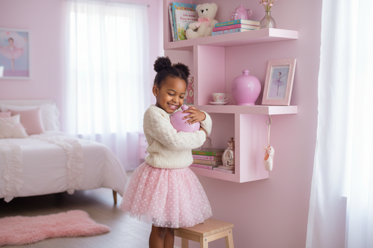 Piggy Bank for Girls, Baby Pink with silver glitter, Money Pot