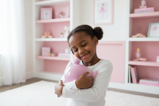 Piggy Bank for Girls, Baby Pink with silver glitter, Money Pot