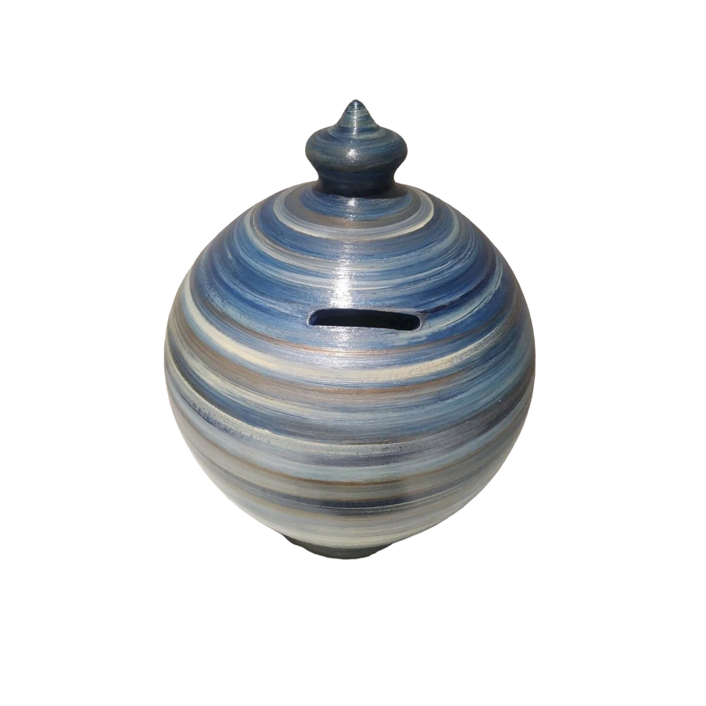 Curvy, gorgeous, precious and one of the most classy and thoughtful gifts for a man or a woman! Handmade and hand painted in my studio in Rome, Italy.  Size: 17 cm = 6.70 inches in height. Circumference: 44 cm = 17.32 inches.  Made to order. Colors: Beige, Shades of Blue and Bronze, as in picture.  With hole and stopper plug, or without hole.