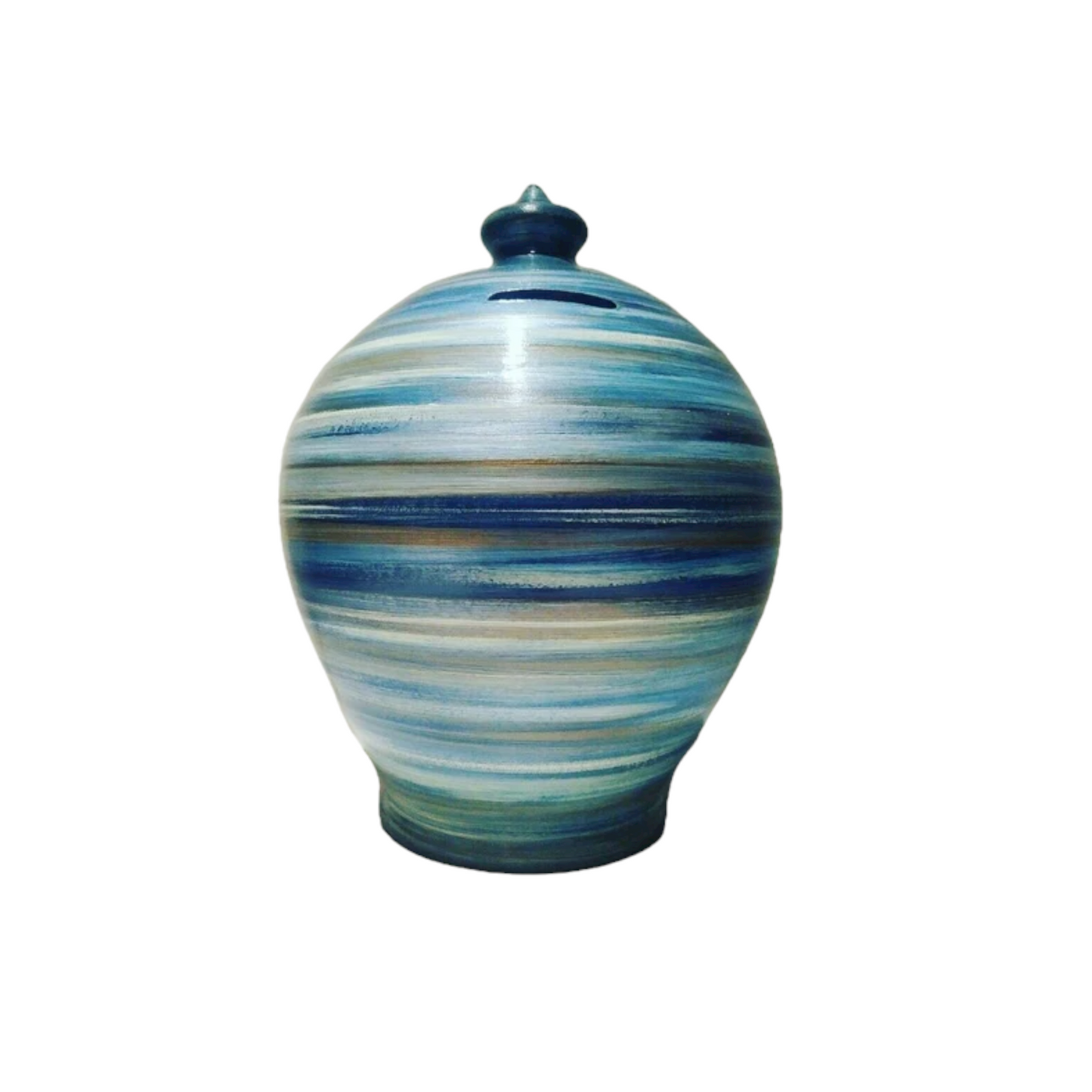 Curvy, gorgeous, precious and one of the most classy and thoughtful gifts for a man or a woman! Handmade and hand painted in my studio in Rome, Italy.  Size: 17 cm = 6.70 inches in height. Circumference: 44 cm = 17.32 inches.  Made to order. Colors: Beige, Shades of Blue and Bronze, as in picture.  With hole and stopper plug, or without hole.