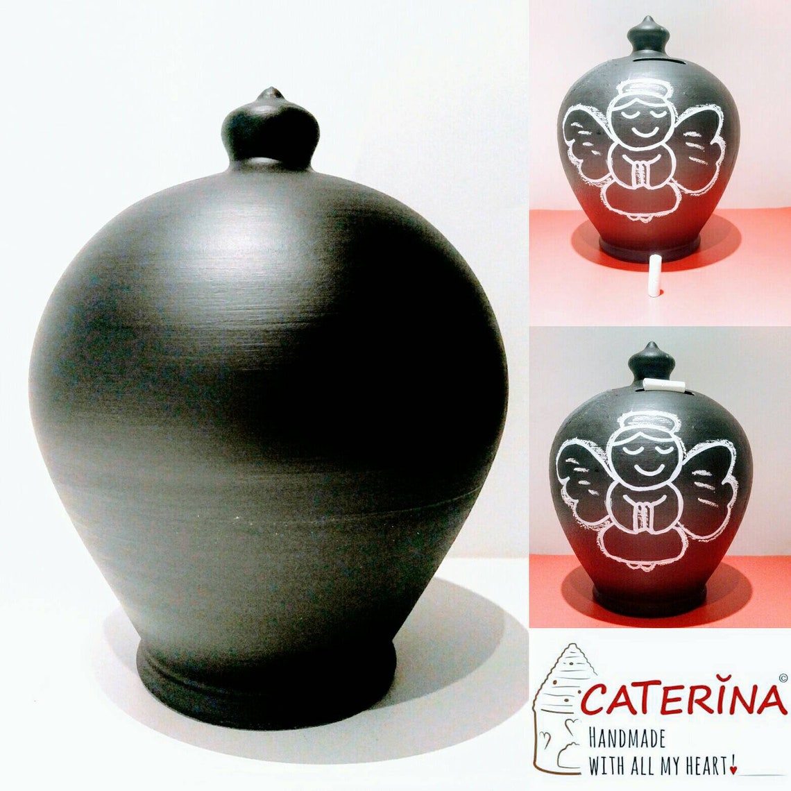 Color: Anthracite gray Chalkboard. 💰Size: 15 cm = 5.90 inches in height. Circumference: 40 cm = 15.74 inches. With hole and stopper plug, or without hole.