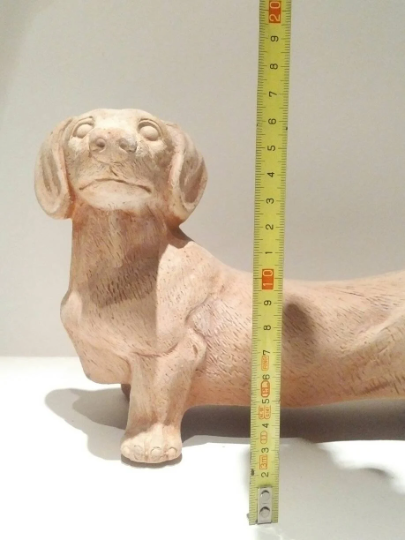 Teckel Statue, Dachshund Garden Statue, Sausage Dog, Outdoor Dog Pottery Statue.