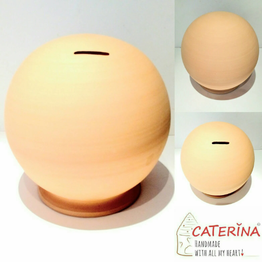 Ball Piggy Bank,. Size 20 cm = 7.874 inches. Made to order. you can choose the color at check out! Without hole. This item is entirely handmade and hand-painted with acrylic colors, and is signed by me at the bottom.