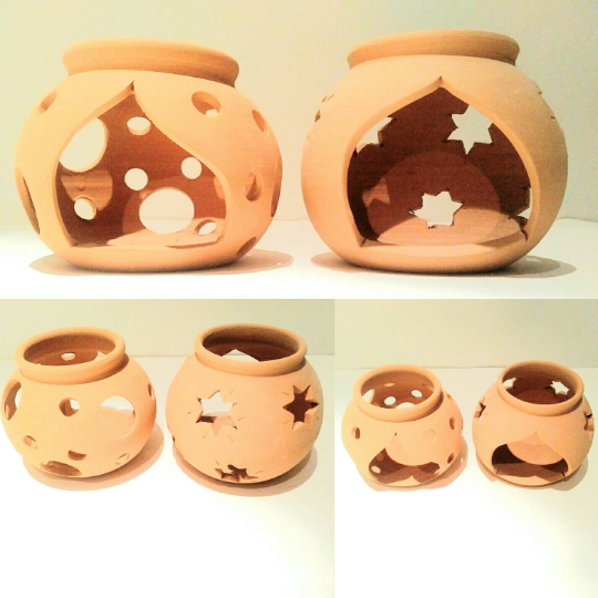 Candle Holder | Clay tea light candle holder | Tealight candle holder bisque ready to paint, pottery candle holder, Handmade paintable