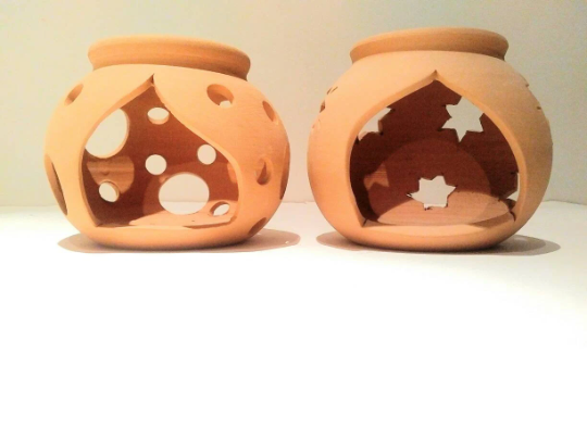 Candle Holder | Clay tea light candle holder | Tealight candle holder bisque ready to paint, pottery candle holder, Handmade paintable