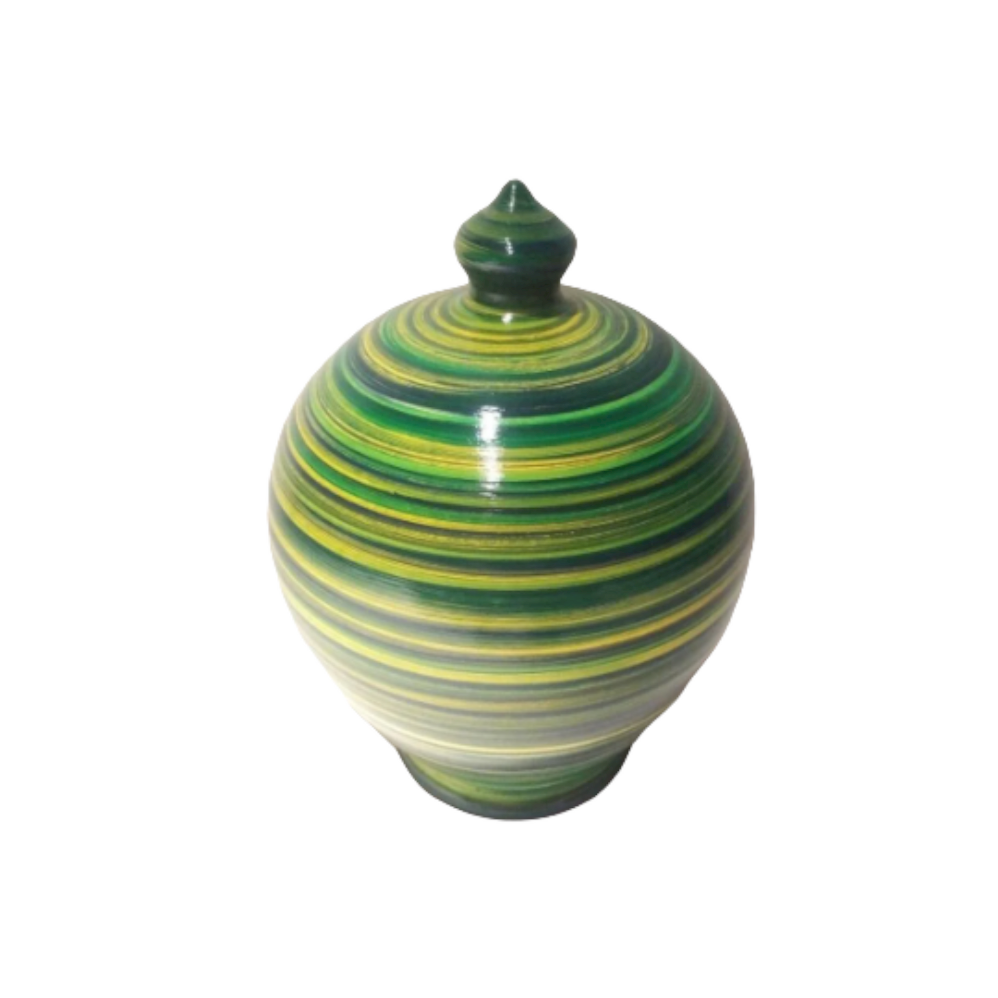 Curvy, gorgeous, precious and one of the most classy and thoughtful gifts for a man or a woman! Handmade and hand painted in my studio in Rome, Italy.  Size: 17 cm = 6.70 inches in height. Circumference: 44 cm = 17.32 inches. Made to order.  Colors: Yellow, Blue and Green, as in picture.   With hole and stopper plug, or without hole.