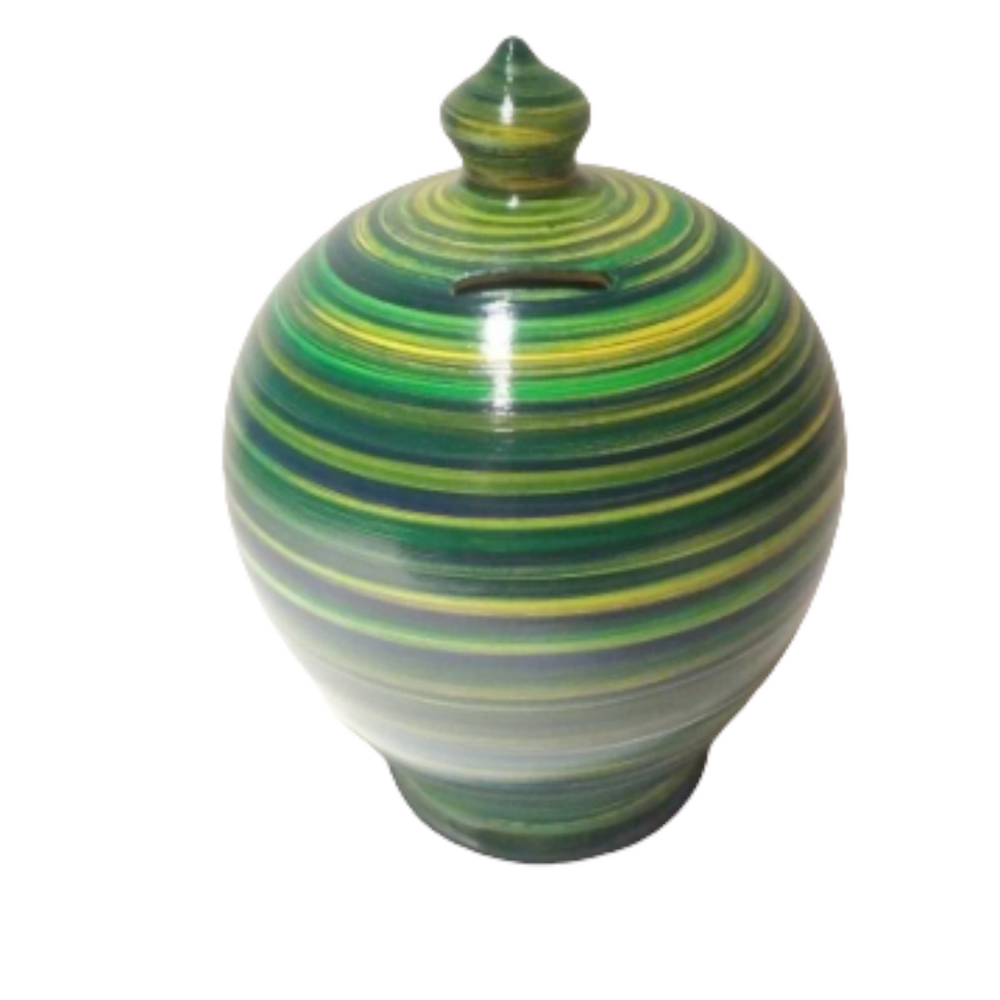 Curvy, gorgeous, precious and one of the most classy and thoughtful gifts for a man or a woman! Handmade and hand painted in my studio in Rome, Italy.  Size: 17 cm = 6.70 inches in height. Circumference: 44 cm = 17.32 inches. Made to order.  Colors: Yellow, Blue and Green, as in picture.   With hole and stopper plug, or without hole.