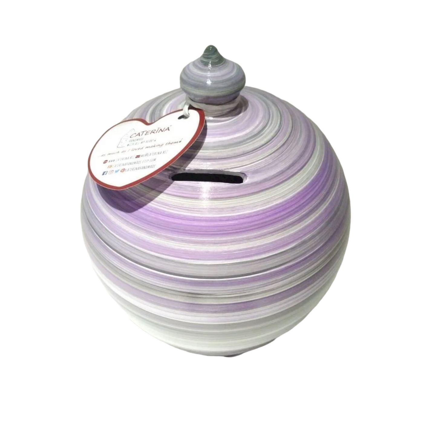 Colors: White, Grey, Purple. 💰Size: 15 cm = 5.90 inches in height. Circumference: 40 cm = 15.74 inches. With hole and stopper plug, or without hole. This item is entirely handmade and hand-painted with acrylic colors, and is signed by me at the bottom.