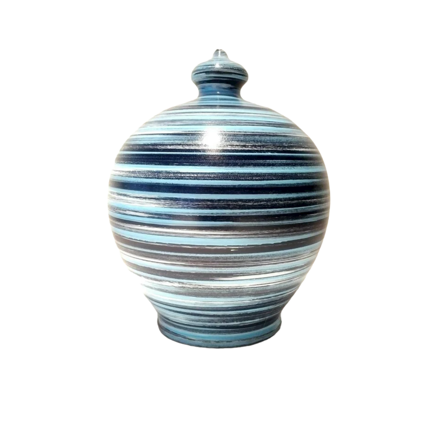 Curvy, gorgeous, precious and one of the most classy and thoughtful gifts for a man or a woman! Handmade and hand painted in my studio in Rome, Italy. Beautifully made Coin Bank.  Size: 17 cm = 6.70 inches in height. Circumference: 44 cm = 17.32 inches.   Made to order. Colors: Sky Blue, Dark Blue and White.   With hole and stopper plug, or without hole.