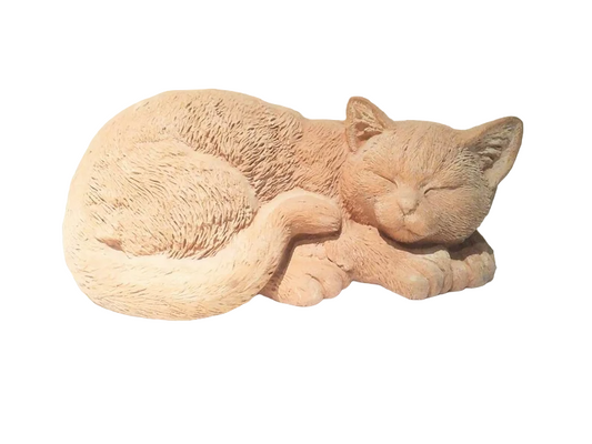 Sleeping cat statue, Cat, Pottery Cat, Outdoor garden decor, Outdoor Cat Statue