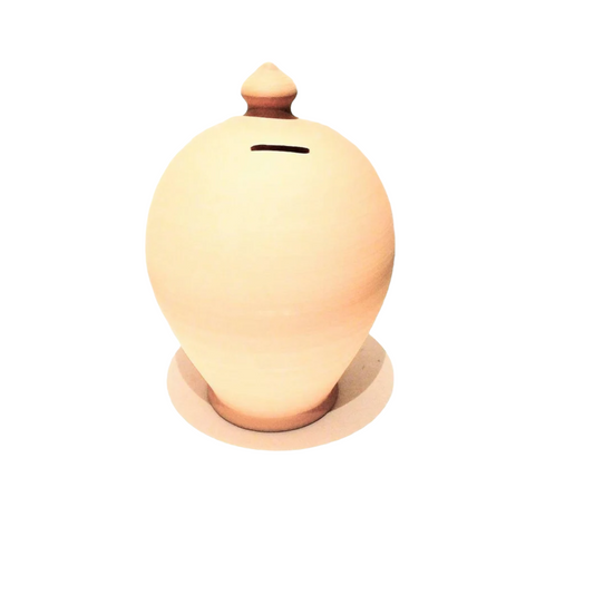 Terracotta Pot. Made to order. Size: 25 cm = 9.8425 Inches in height. Color: Natural clay, not lacquered. With hole and stopper plug, or without hole. Wheel thrown pottery, handmade Italian Coin bank.